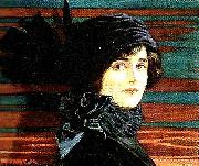 jenny nystrom portratt av aktris oil painting
